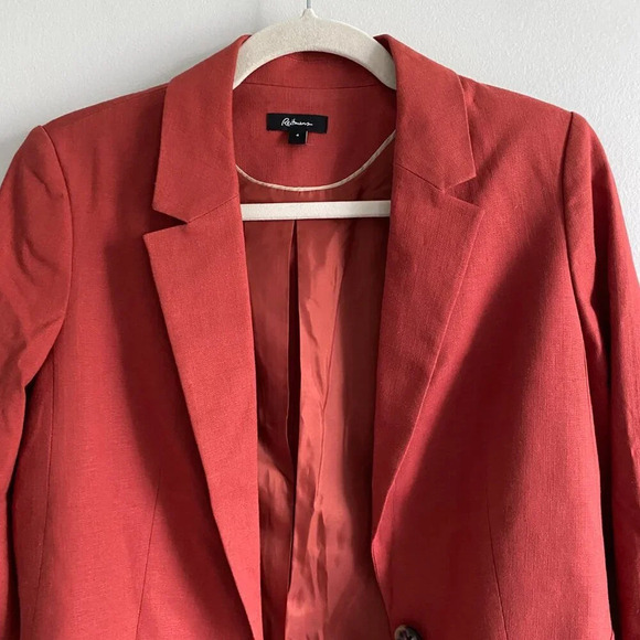 REITMANS Linen Blend Rust  Red Fitted Suit Formal Blazer Jacket Size 4 - Picture 4 of 12